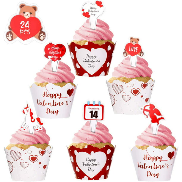 Birthday Love Heart Cupcake Topper Aniversary Cupcakes Packet of 6 Wedding
